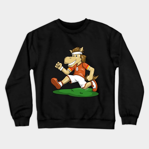 Funny horse at soccer Crewneck Sweatshirt by Markus Schnabel